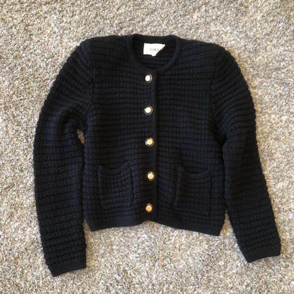 BEST Ba&sh Gaspard Knit Cardigan Small Black Noir French Casual - Picture 6 of 13